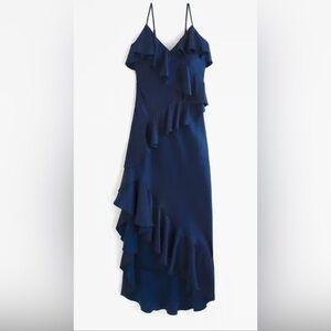 Abercrombie Navy Blue Ruffle Maxi Dress